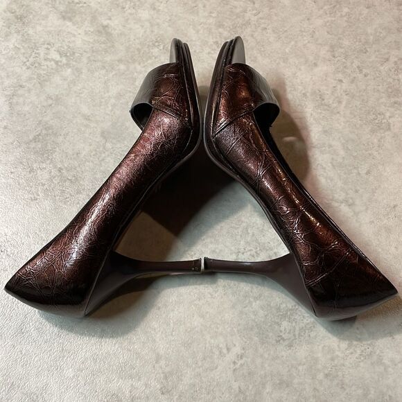 Diba East Womens Brown Faux Patent Leather Open Toe Heel Sz 6 - Picture 8 of 12